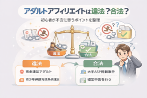アダルトアフィリエイトが違法か合法かを初心者向けに整理した図解