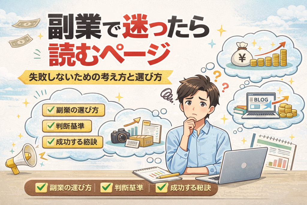 副業選びで迷っている人向けに失敗しないための考え方と選び方を解説したイメージ